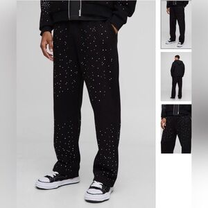 Rhinestone Black Sweatpants